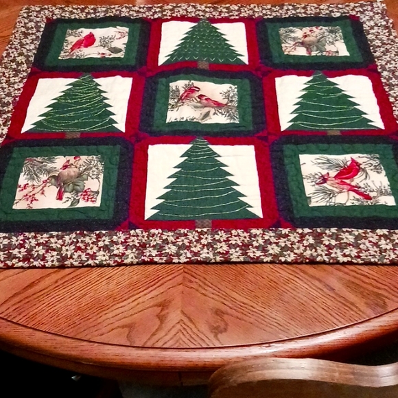 Handmade Cardinal Stitch Quilt Wall Display - Picture 2 of 13